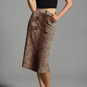 New Anthropologie Animal Print Midi Skirt
